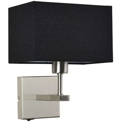 Lámpara de Noche Moderna Norte Níquel Negro Pantalla Rectangular E27 Lámpara de Noche Moderna Norte Níquel Negro Pantalla Rectangular E27