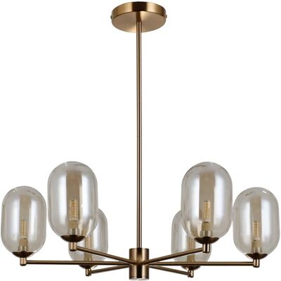Lampadario Italux PND-4215-6-HBR - 6 G9, Bronzo antico, Ambra Lampadario Italux PND-4215-6-HBR - 6 G9, Bronzo antico, Ambra