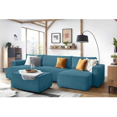 BOBOCHIC NIHAD Velours côtelé Bleu foncé Pouf - Publicité BOBOCHIC NIHAD Velours côtelé Bleu foncé Pouf - Publicité