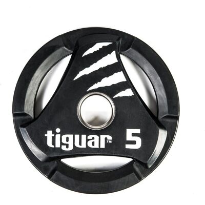 Disques de poids Tiguar 5 kg - Durable PU, 3 Poignées - Publicité Disques de poids Tiguar 5 kg - Durable PU, 3 Poignées - Publicité