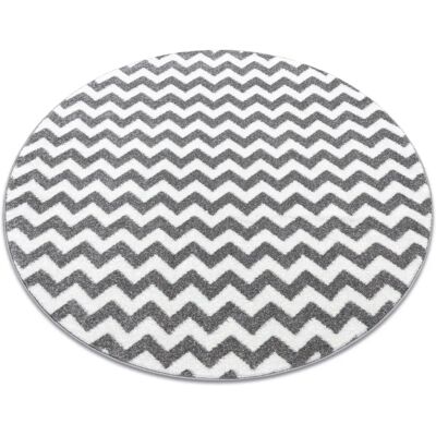 Alfombra Luszczów Sketch gris zigzag círculo - Alfombra Alfombra Luszczów Sketch gris zigzag círculo - Alfombra