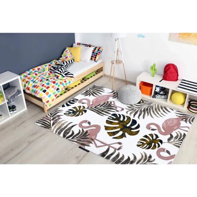 Dywany Łuszczów Petit Garden Flamingos Leaves Cream Carpet 80x150cm - Children’s Room Rug Dywany Łuszczów Petit Garden Flamingos Leaves Cream Carpet 80x150cm - Children’s Room Rug