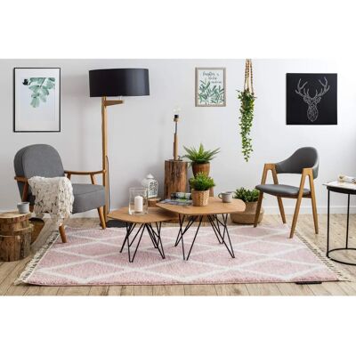 RugsX A0010 Rosa Bianco Frange Tappeto Marocchino Shaggy - Tappeto RugsX A0010 Rosa Bianco Frange Tappeto Marocchino Shaggy - Tappeto