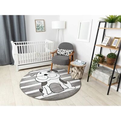 Dywany Łuszczów - Petit Puppy Grey Carpet 160cm - Kids Room Rug Dywany Łuszczów - Petit Puppy Grey Carpet 160cm - Kids Room Rug