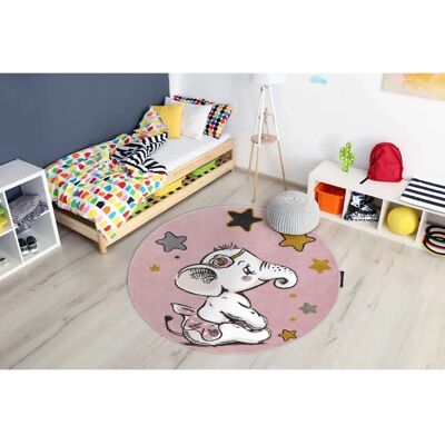Dywany Łuszczów - Pink Elephant Carpet 140cm - Kids Room Rug Dywany Łuszczów - Pink Elephant Carpet 140cm - Kids Room Rug