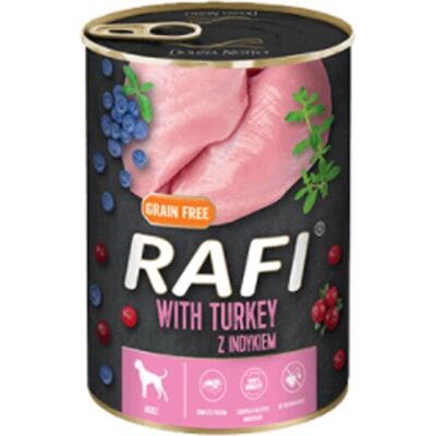 Dolina Noteci Rafi Kalkon med tranbär och blåbär - Våtfoder för hundar - 400G Dolina Noteci Rafi Kalkon med tranbär och blåbär - Våtfoder för hundar - 400G
