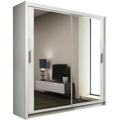 MUEBLES Honolulu 134 Bílá Posuvná Šatní Skříň - Skříň MUEBLES Honolulu 134 Bílá Posuvná Šatní Skříň - Skříň