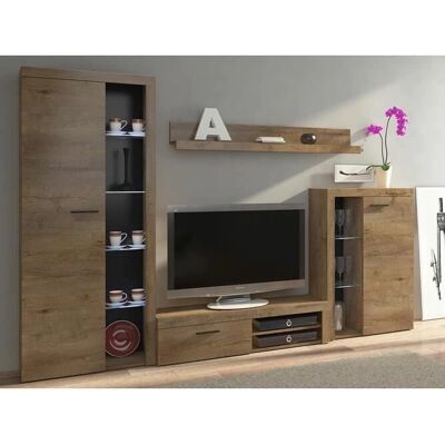 MUEBLES Conjunto de salón Tucson 103 Lefkas roble - Partes, Mesa de TV MUEBLES Conjunto de salón Tucson 103 Lefkas roble - Partes, Mesa de TV