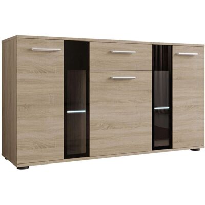 MUEBLES Tucson 114 - Roble Sonoma - Con puertas y cajones - Vitrina MUEBLES Tucson 114 - Roble Sonoma - Con puertas y cajones - Vitrina