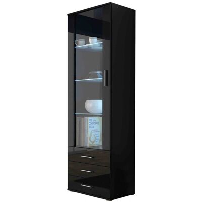 MUEBLES Charlotte E102 - Negro brillante, con puertas y cajones - Vitrina MUEBLES Charlotte E102 - Negro brillante, con puertas y cajones - Vitrina