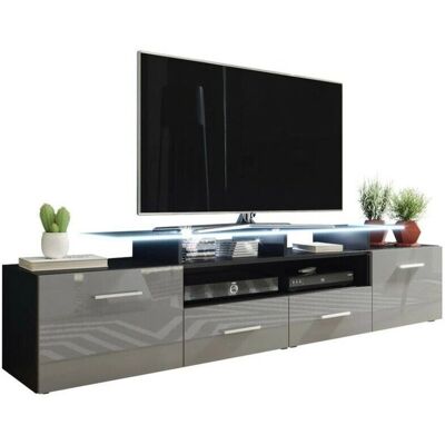 MUEBLES - Charlotte 117 - Černá Lesklá šedá - 2 dveře - TV stand MUEBLES - Charlotte 117 - Černá Lesklá šedá - 2 dveře - TV stand