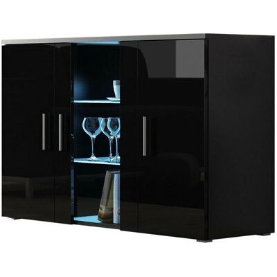 Vitrina Charlotte E106 - Negro + Negro brillante - 3 Puertas - 80x120x41cm Vitrina Charlotte E106 - Negro + Negro brillante - 3 Puertas - 80x120x41cm