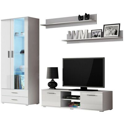 MUEBLES Conjunto de salón Charlotte E117 Blanco Brillante - Muebles de sala MUEBLES Conjunto de salón Charlotte E117 Blanco Brillante - Muebles de sala