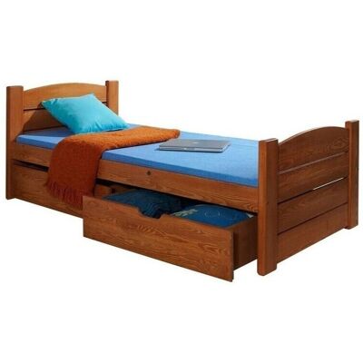MUEBLES Cama Henderson 126 - Individual - Marrón - Madera - Cama MUEBLES Cama Henderson 126 - Individual - Marrón - Madera - Cama