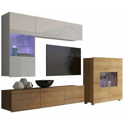 ARREDAMENTO1 Providence B107 - Blanco, Roble dorado, Blanco brillante - Muebles para sala ARREDAMENTO1 Providence B107 - Blanco, Roble dorado, Blanco brillante - Muebles para sala