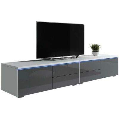 Mueble de TV Nashville - Moderno 2 Puertas, 4 Cajones, Gris Brillante Mueble de TV Nashville - Moderno 2 Puertas, 4 Cajones, Gris Brillante