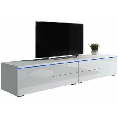 Mesa de TV Nashville - Blanco brillante, push to open, 200x35x45cm Mesa de TV Nashville - Blanco brillante, push to open, 200x35x45cm