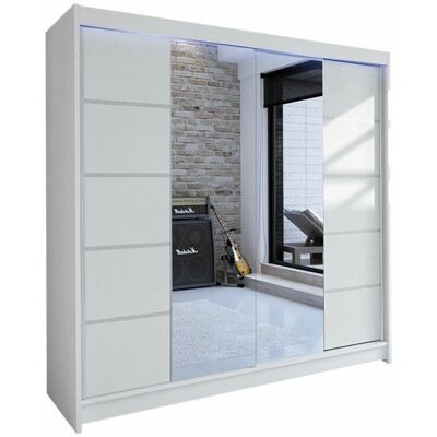 Armoire Atlanta Blanc - Portes coulissantes, LED, 5 étagères - Armoire - Publicité Armoire Atlanta Blanc - Portes coulissantes, LED, 5 étagères - Armoire - Publicité