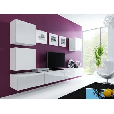 MUEBLES Conjunto de salón Charlotte A108 Blanco/Blanco brillante - Salón MUEBLES Conjunto de salón Charlotte A108 Blanco/Blanco brillante - Salón