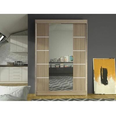 MUEBLES Atlanta 151 - Roble Sonoma Armario - 5 estantes, Puertas correderas MUEBLES Atlanta 151 - Roble Sonoma Armario - 5 estantes, Puertas correderas