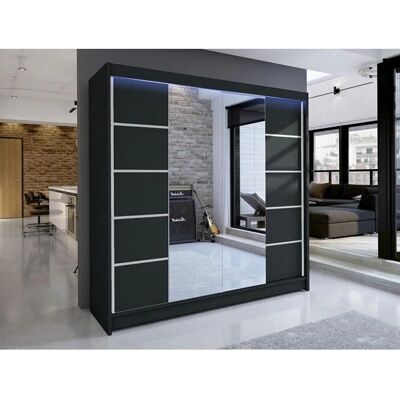 Armoire Atlanta 154 - Portes coulissantes, LED, 5 étagères - Publicité Armoire Atlanta 154 - Portes coulissantes, LED, 5 étagères - Publicité