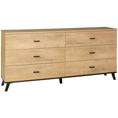 MUEBLES Toledo F104 - Negro, Lefkas Roble - Cómoda MUEBLES Toledo F104 - Negro, Lefkas Roble - Cómoda