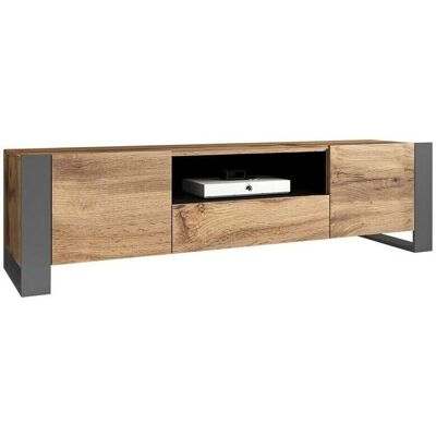 Mueble TV Charlotte D100 - Roble wotan & Antracita con puertas y cajón Mueble TV Charlotte D100 - Roble wotan & Antracita con puertas y cajón