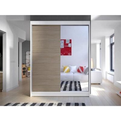 MUEBLES Atlanta 140 - Armario corredero Blanco + Roble Sonoma MUEBLES Atlanta 140 - Armario corredero Blanco + Roble Sonoma