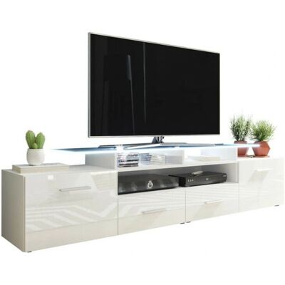 Mueble TV Charlotte 117 Blanco Brillante con 2 Puertas y 2 Cajones Mueble TV Charlotte 117 Blanco Brillante con 2 Puertas y 2 Cajones