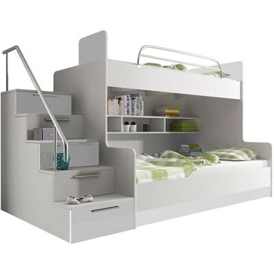 MUEBLES Nashville A112 Patrová postel - Dvoupatrové Bílé MDF MUEBLES Nashville A112 Patrová postel - Dvoupatrové Bílé MDF