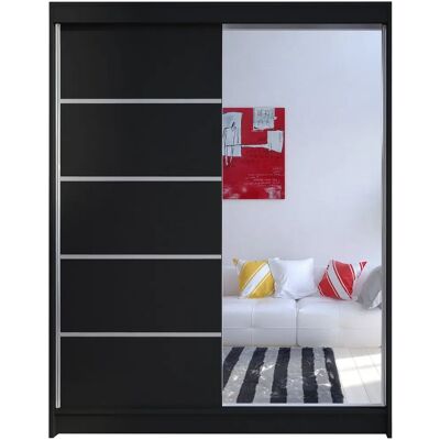 MUEBLES Atlanta 143 Černá Skříň se Posuvnými Dveřmi - Wardrobe MUEBLES Atlanta 143 Černá Skříň se Posuvnými Dveřmi - Wardrobe