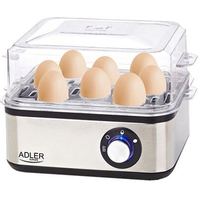Adler AD 4486 Tojásfőző 8 Tojás 800 W Fekete, Satin Acél, Átlátszó Adler AD 4486 Tojásfőző 8 Tojás 800 W Fekete, Satin Acél, Átlátszó