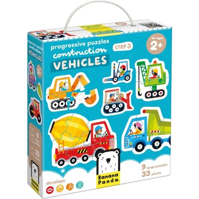 Set de puzzles véhicules de construction Banana Panda pour tout-petits - Publicité Set de puzzles véhicules de construction Banana Panda pour tout-petits - Publicité