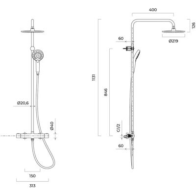 Oltens Atran Duschsystem - Thermostat, Runde Kopf- & Handbrause Oltens Atran Duschsystem - Thermostat, Runde Kopf- & Handbrause