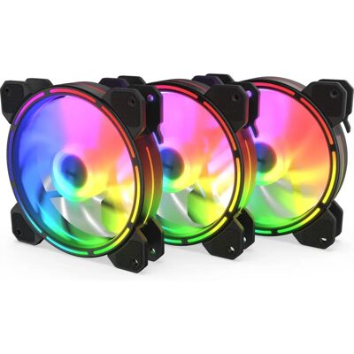 Krux Lunar 120 ARGB Gehäuselüfter - 120mm, 3er Pack, Grau, Schwarz Krux Lunar 120 ARGB Gehäuselüfter - 120mm, 3er Pack, Grau, Schwarz