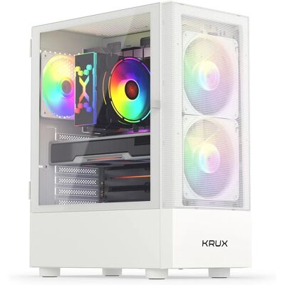 Obudowa PC RGB Krux Biała - Micro-ATX, ATX, 6 wentylatorów Obudowa PC RGB Krux Biała - Micro-ATX, ATX, 6 wentylatorów