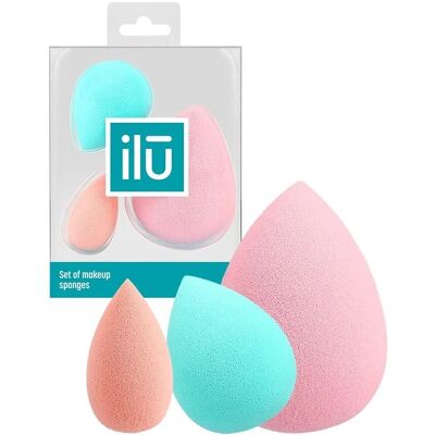 Esponja de Maquiagem Ilū Multicolor 3 Peças - Esponja de Maquiagem Esponja de Maquiagem Ilū Multicolor 3 Peças - Esponja de Maquiagem