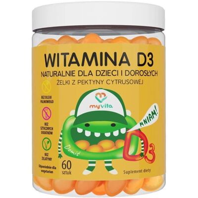 MYVITA Witamina D3 Gumy - Naturalne Pektyny Cytrusowe - 60 szt. MYVITA Witamina D3 Gumy - Naturalne Pektyny Cytrusowe - 60 szt.