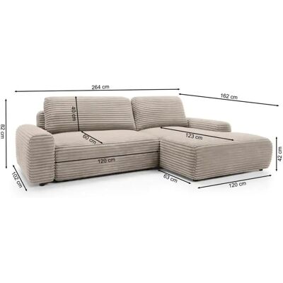 Selsey Alferia Sofa mit Schlaffunktion, Breitcord-Bezug, creme, rechtsseitig - Sofa Selsey Alferia Sofa mit Schlaffunktion, Breitcord-Bezug, creme, rechtsseitig - Sofa