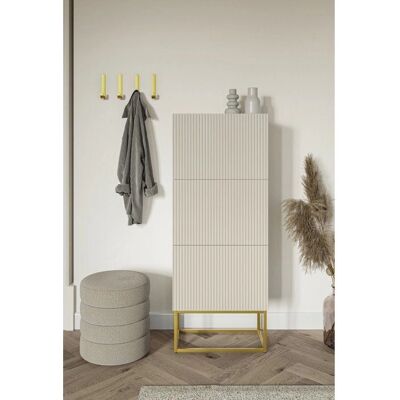 Meuble à chaussures Selsey - Veldio - 3 portes, 50x30x125 cm, Gris-Or - Publicité Meuble à chaussures Selsey - Veldio - 3 portes, 50x30x125 cm, Gris-Or - Publicité