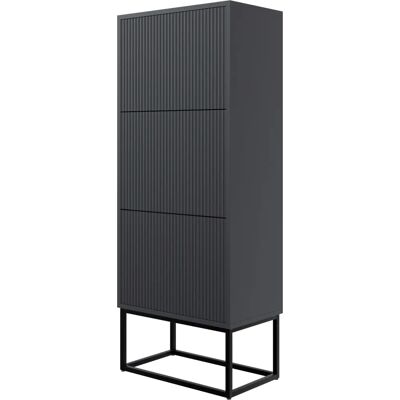 VELDIO Schuhschrank - 50x30x125 cm - Schwarz mit schwarzen Beinen - Schuhaufbewahrung VELDIO Schuhschrank - 50x30x125 cm - Schwarz mit schwarzen Beinen - Schuhaufbewahrung
