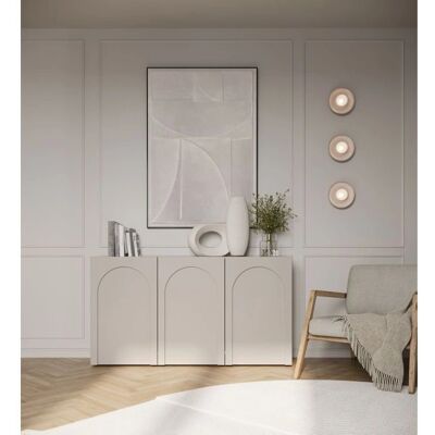 ARKADIA Buffet - 150 cm - 3 Türen mit geflammten Fronten - beige-grau - Buffet ARKADIA Buffet - 150 cm - 3 Türen mit geflammten Fronten - beige-grau - Buffet