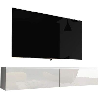 Selsey Kane - Skandinavischer Wand-TV-Schrank - 140cm Weiß Selsey Kane - Skandinavischer Wand-TV-Schrank - 140cm Weiß