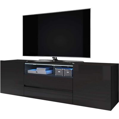 Selsey Bros Mueble de TV Moderno Negro con LED Selsey Bros Mueble de TV Moderno Negro con LED