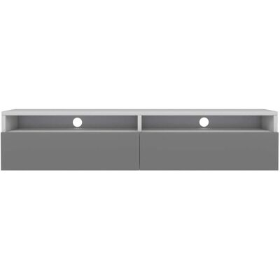 Selsey Rednaw - Mobile TV con due cassetti - Bianco Opaco / Grigio Lucido - 140cm Selsey Rednaw - Mobile TV con due cassetti - Bianco Opaco / Grigio Lucido - 140cm