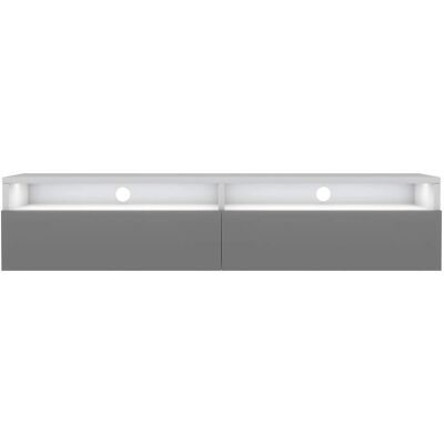 Selsey Rednaw - Mobile TV - Bianco Opaco / Grigio Lucido - Illuminazione LED - 140cm Selsey Rednaw - Mobile TV - Bianco Opaco / Grigio Lucido - Illuminazione LED - 140cm