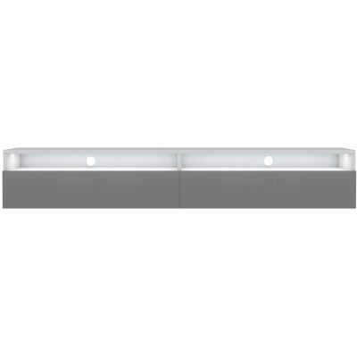 Meuble TV Moderne Rednaw - 180cm - Blanc Mat / Gris Brillant - LED - Publicité Meuble TV Moderne Rednaw - 180cm - Blanc Mat / Gris Brillant - LED - Publicité