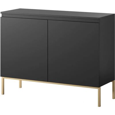 Selsey nowoczesny czarny komoda - 100cm, 2 drzwi, złote nóżki Selsey nowoczesny czarny komoda - 100cm, 2 drzwi, złote nóżki