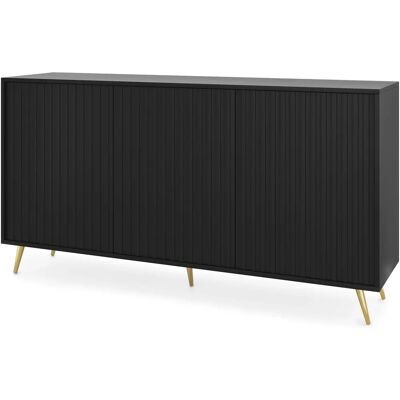 Selsey Kommode - Schwarz Lamellen - 154cm - Eleganter Stauraum Selsey Kommode - Schwarz Lamellen - 154cm - Eleganter Stauraum
