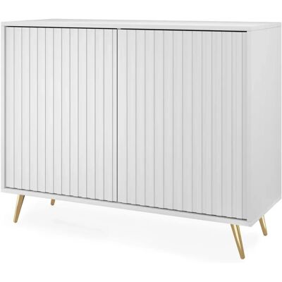 Selsey Bello Credenza - 104cm, Wit & Gouden Poten - Opbergmeubel Selsey Bello Credenza - 104cm, Wit & Gouden Poten - Opbergmeubel